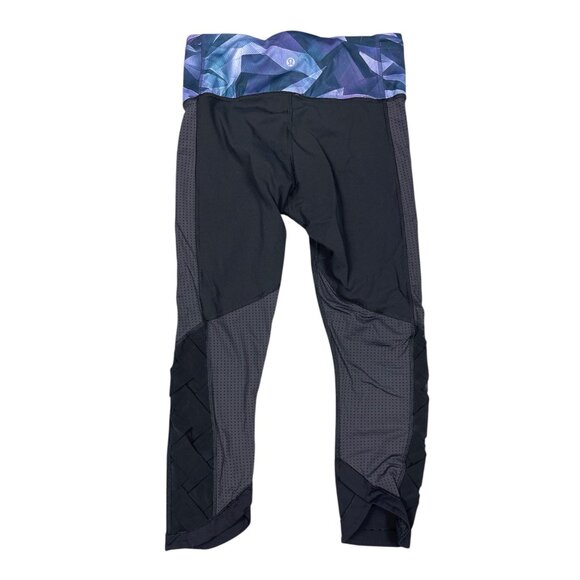 Lululemon Var-City Crop Leggings Size 6 Black Breathable Stretch Pretty Prism - Picture 2 of 8